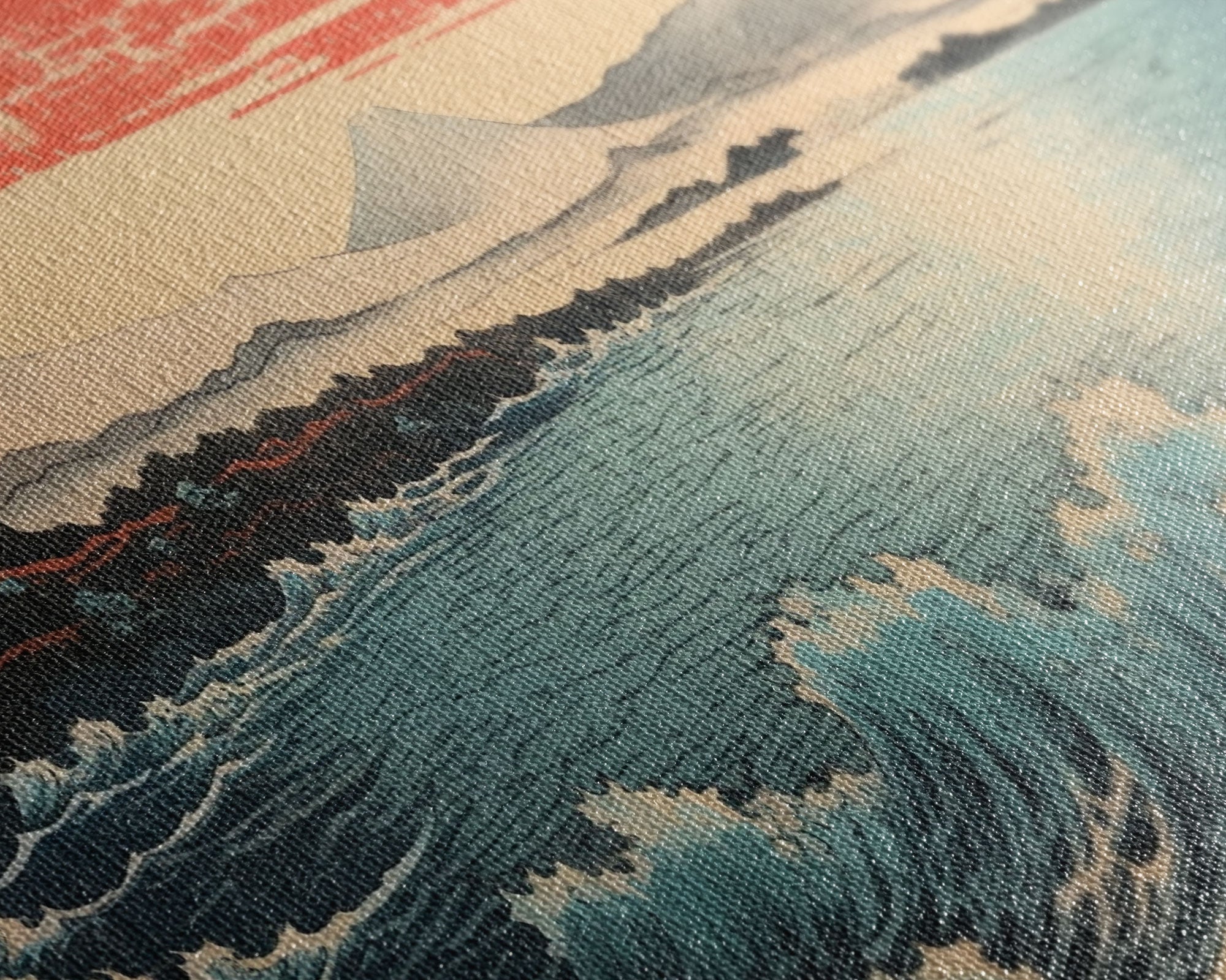 Ocean Waves, Japanese Wall Art, Canvas Print, 3 Piece Wall Art