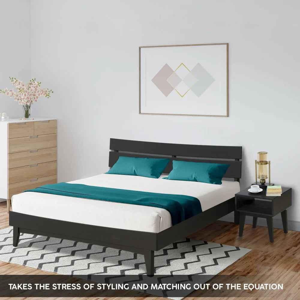 Acacia Aurora Bed Frame & Nightstand Set