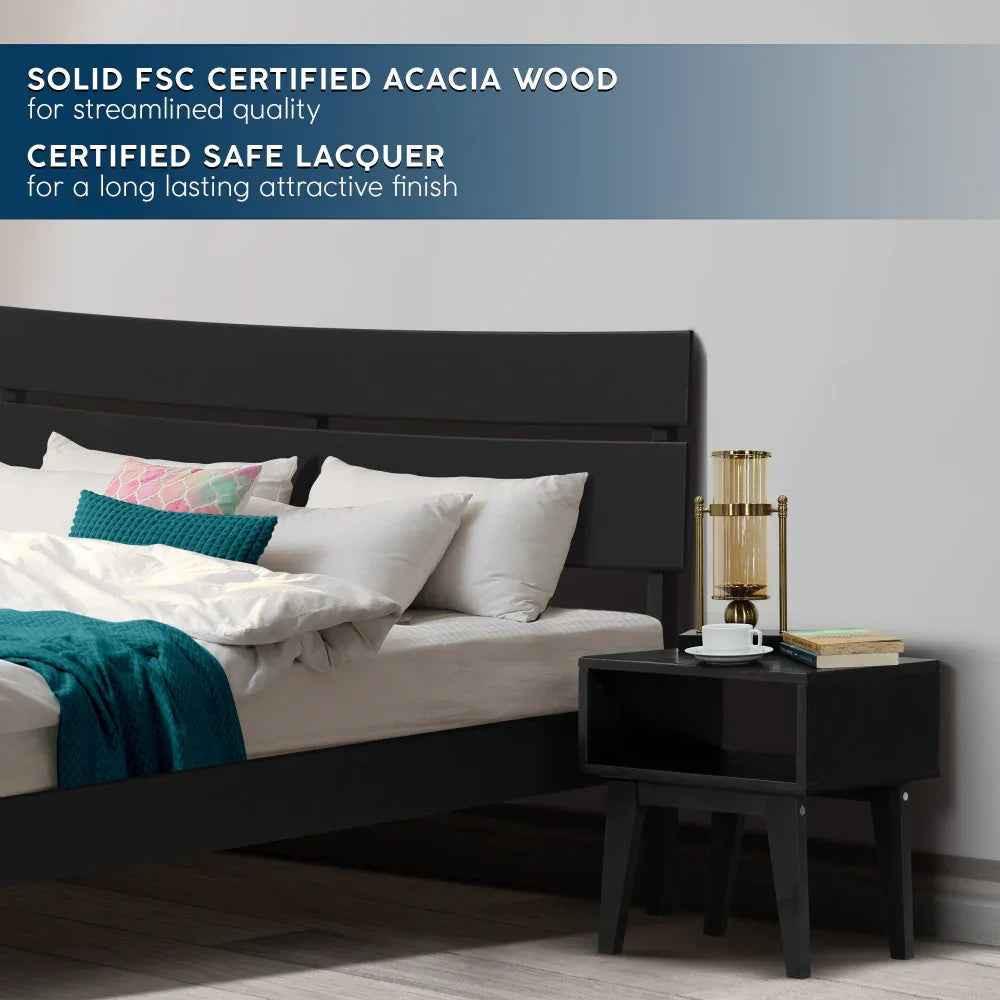Acacia Aurora Bed Frame & Nightstand Set