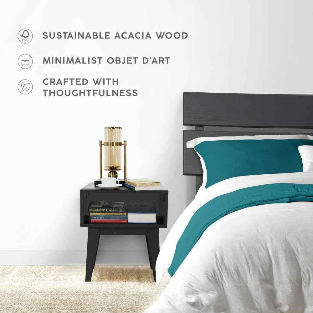 Acacia Aurora Bed Frame & Nightstand Set