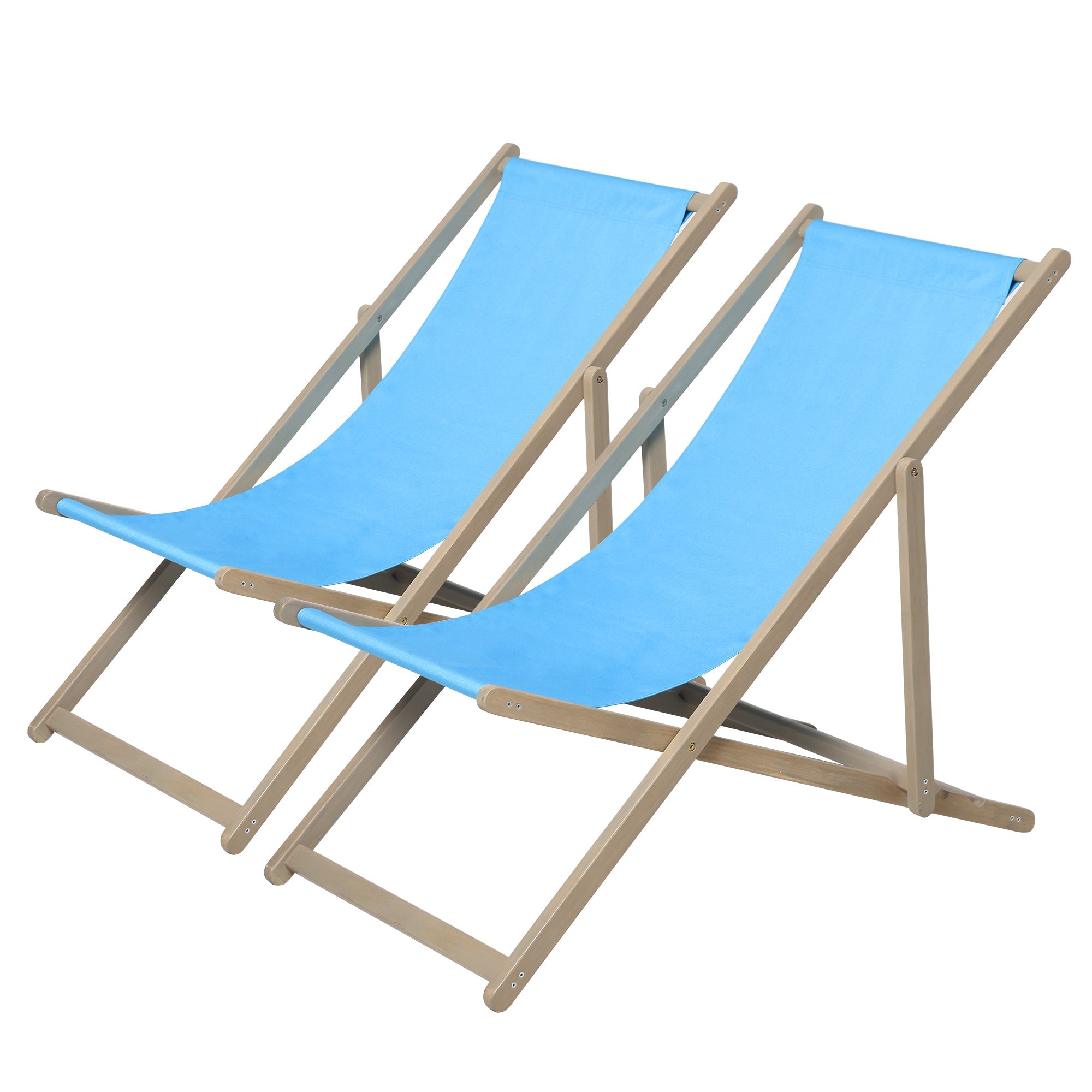 Beach Sling Patio Chair, Set of 2, Wooden Folding Outdoor Chairs
