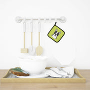 Checkerboard Lime Green Boston Terrier Pot Holders - Set of 2