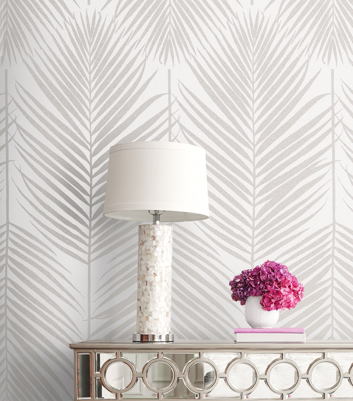 Persei Palm Glass Beaded Botanical Unpasted Wallpaper