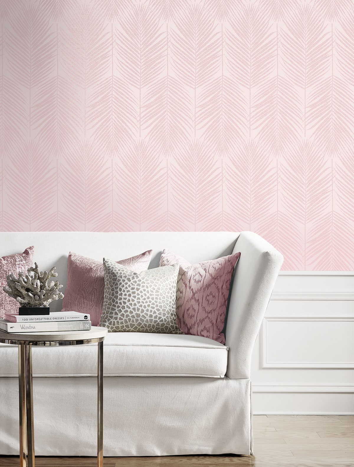 Persei Palm Glass Beaded Botanical Unpasted Wallpaper