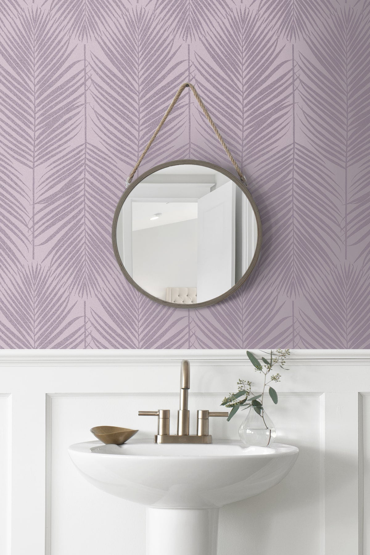 Persei Palm Glass Beaded Botanical Unpasted Wallpaper