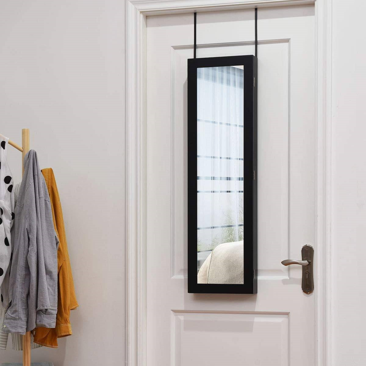 2-in-1 Black Wall or Door Mounted Jewelry Organizer