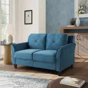 Upholstered Loveseat Sofa in Blue with Button Tufted Cushions