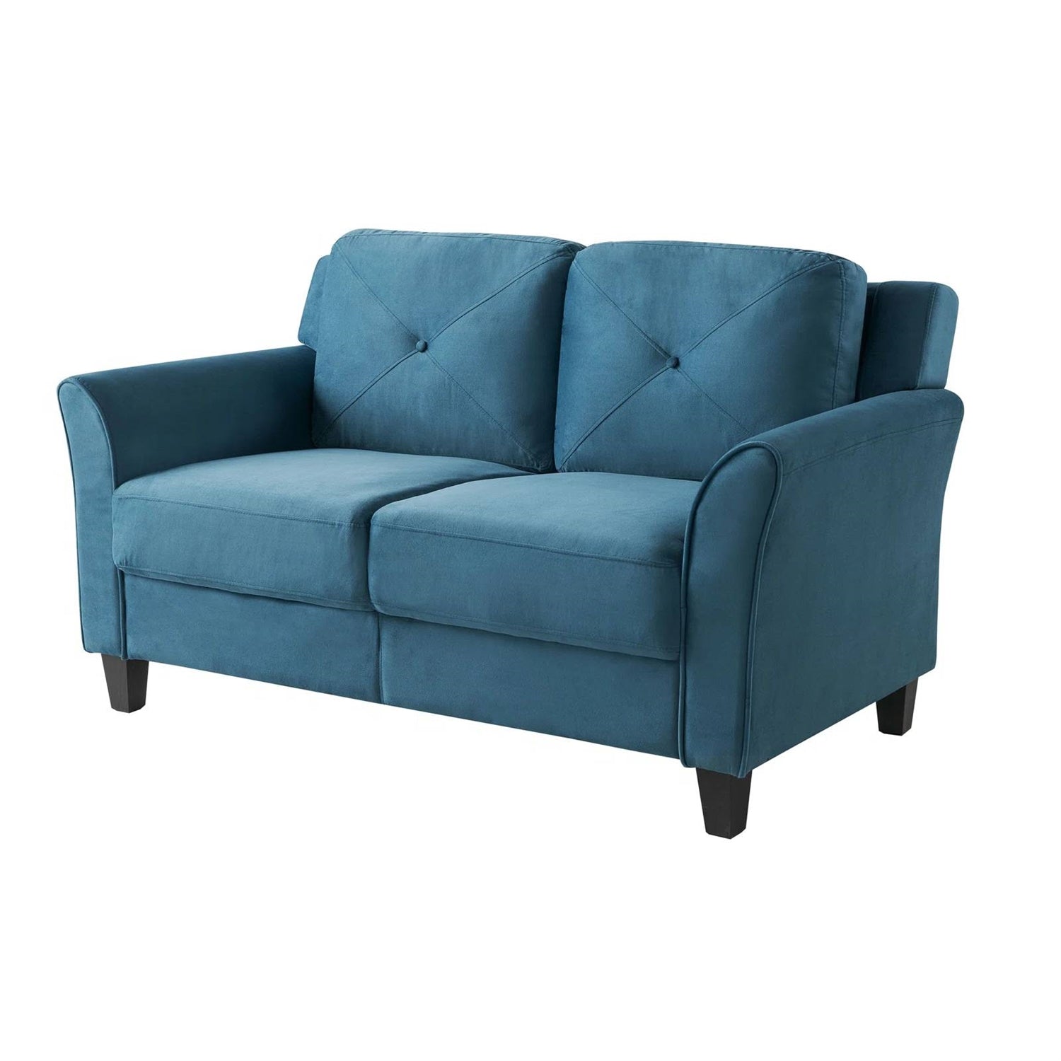 Upholstered Loveseat Sofa in Blue with Button Tufted Cushions