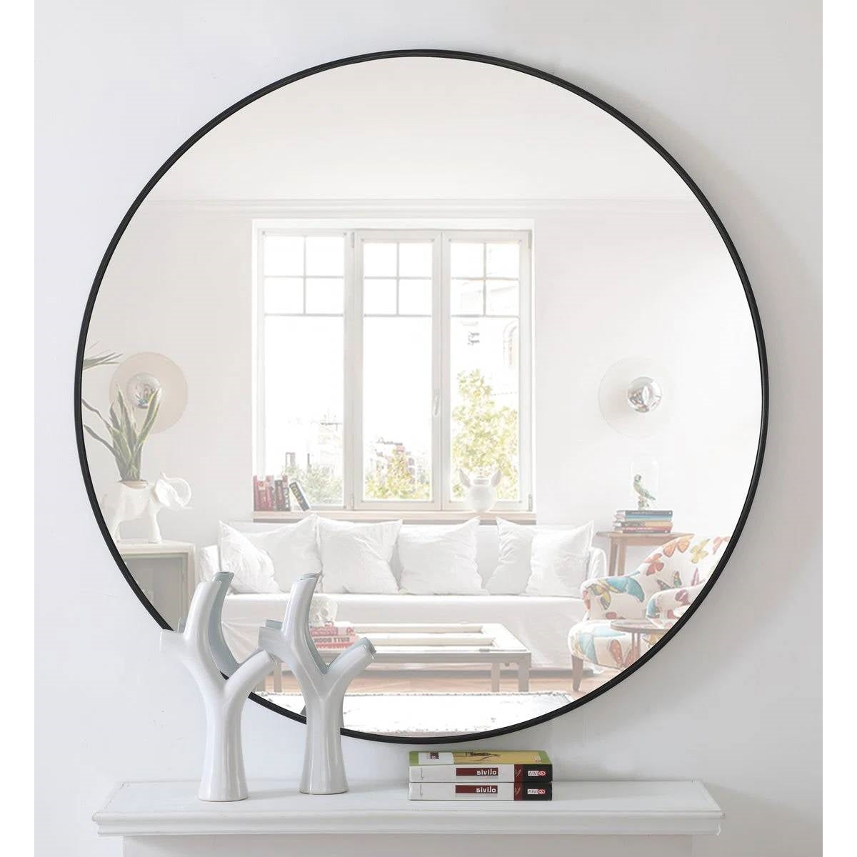 Round 32-inch Wall Mirror in Black - Bathroom Mirror