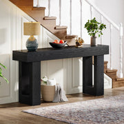Farmhouse Narrow Entryway Console Sofa Table in Black Wood Finish