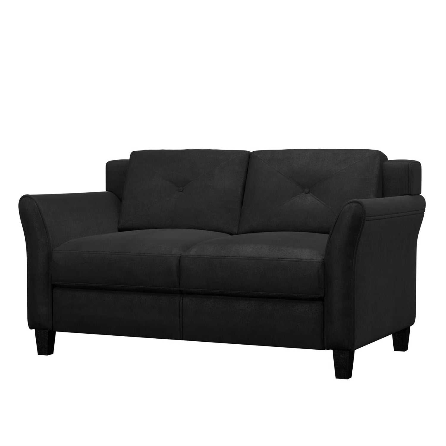 Upholstered Loveseat Sofa in Black with Button Tufted Cushions