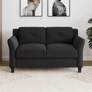 Upholstered Loveseat Sofa in Black with Button Tufted Cushions
