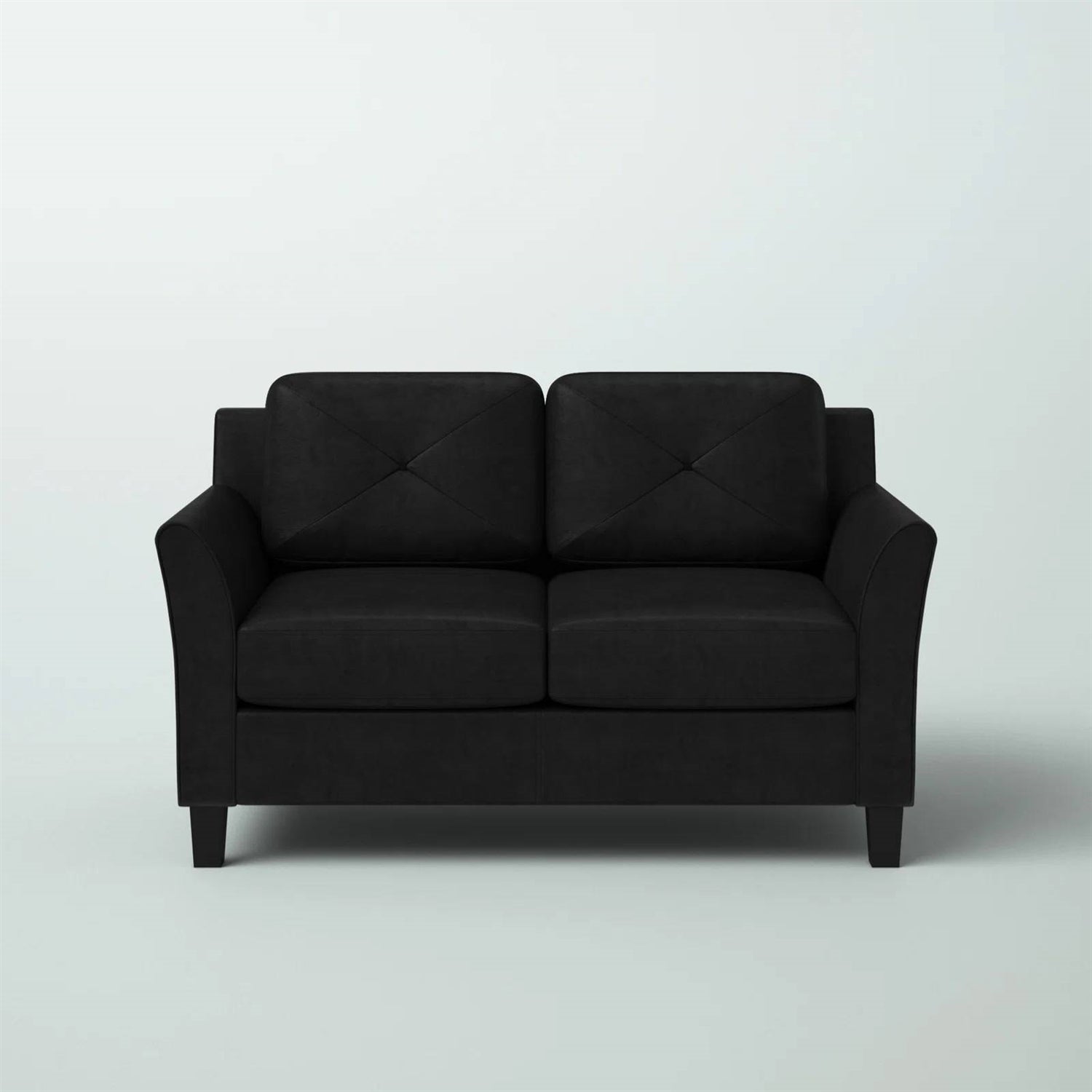 Upholstered Loveseat Sofa in Black with Button Tufted Cushions