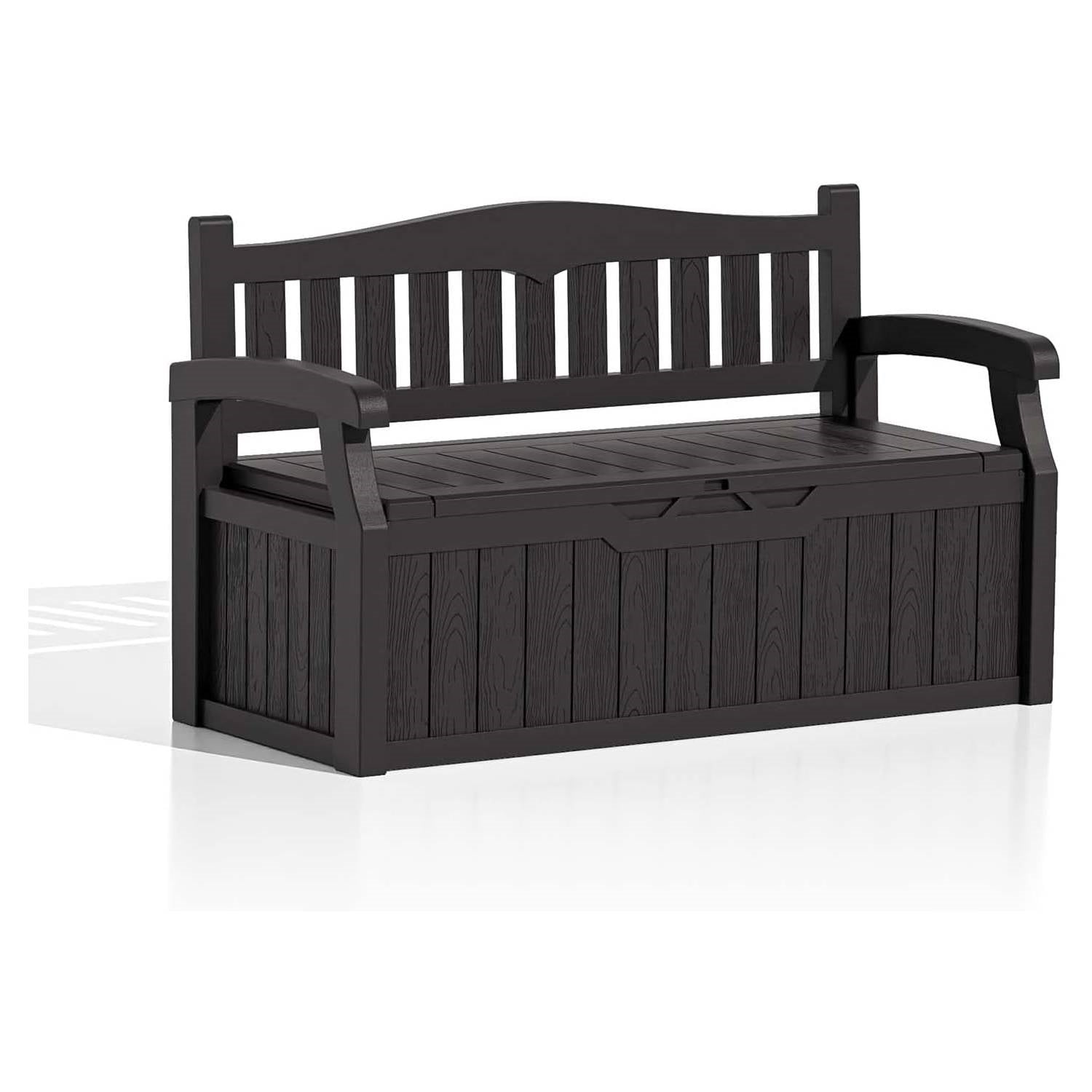 Heavy Duty, Brown, Plastic, Outdoor Bench