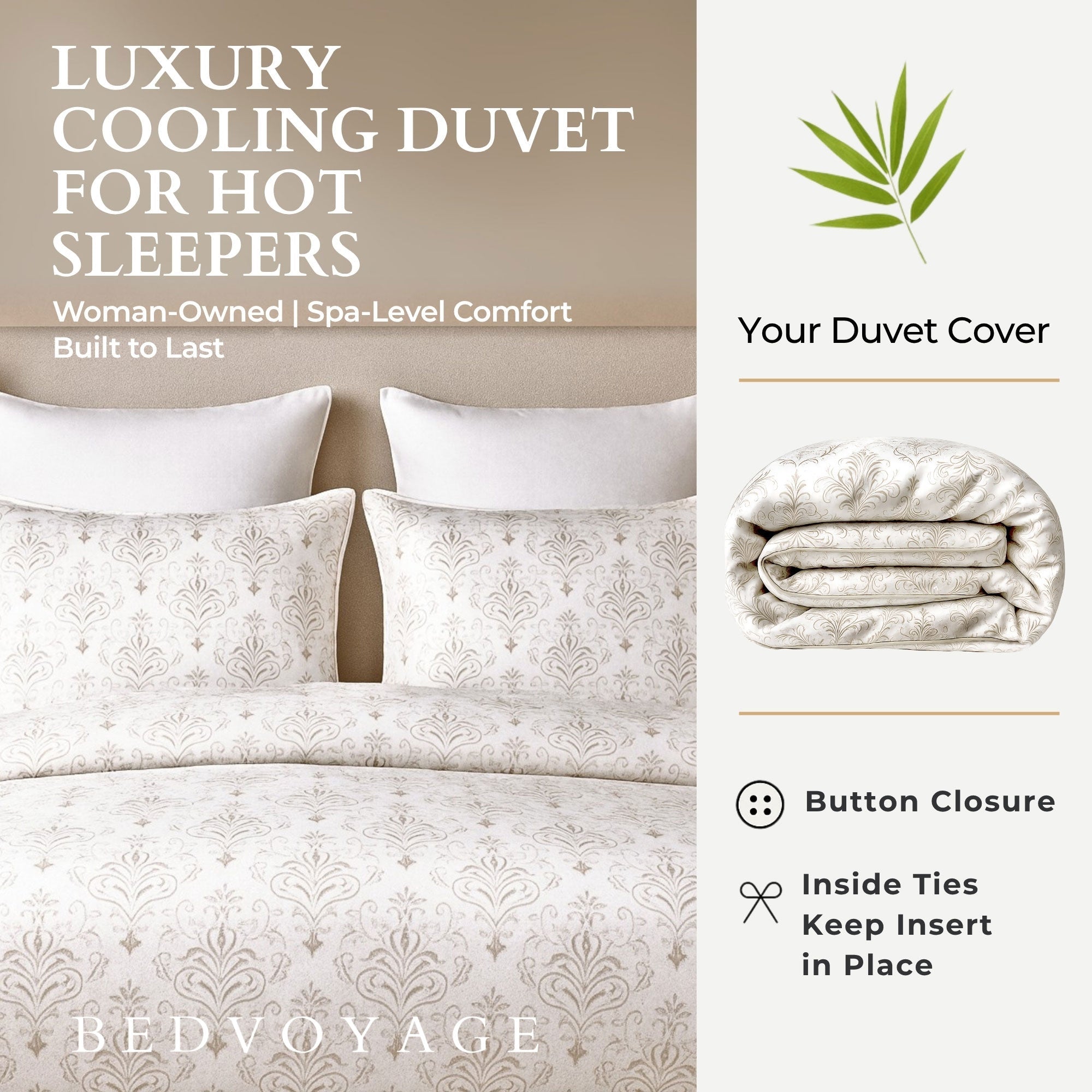 Bamboo Duvet Cover Set - 3pc- Damask