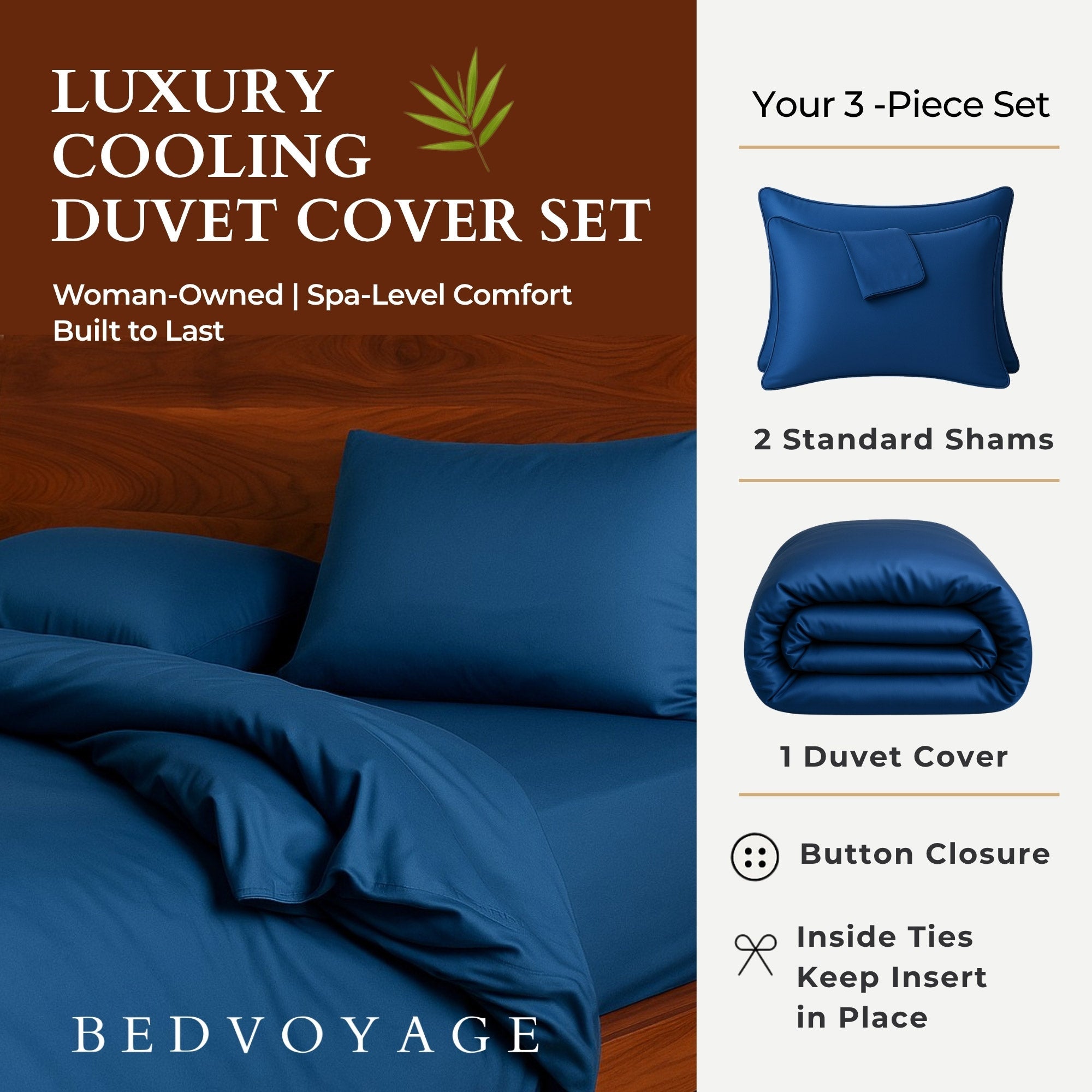 Bamboo Duvet Cover Set - 3pc - Indigo