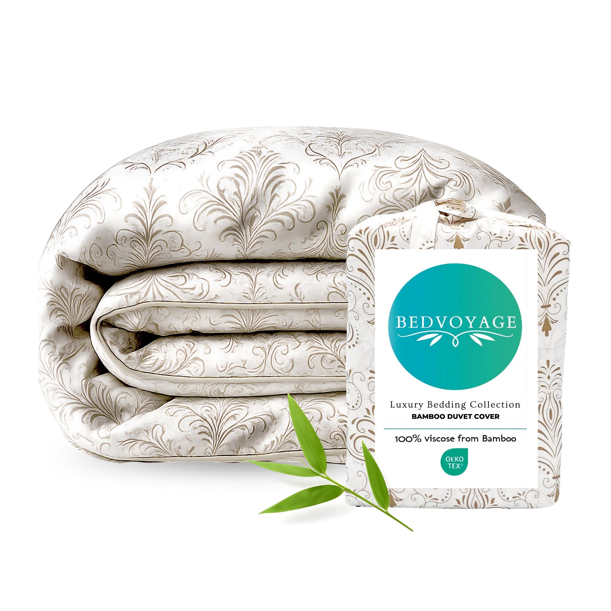 Bamboo Duvet Cover - Champagne Damask