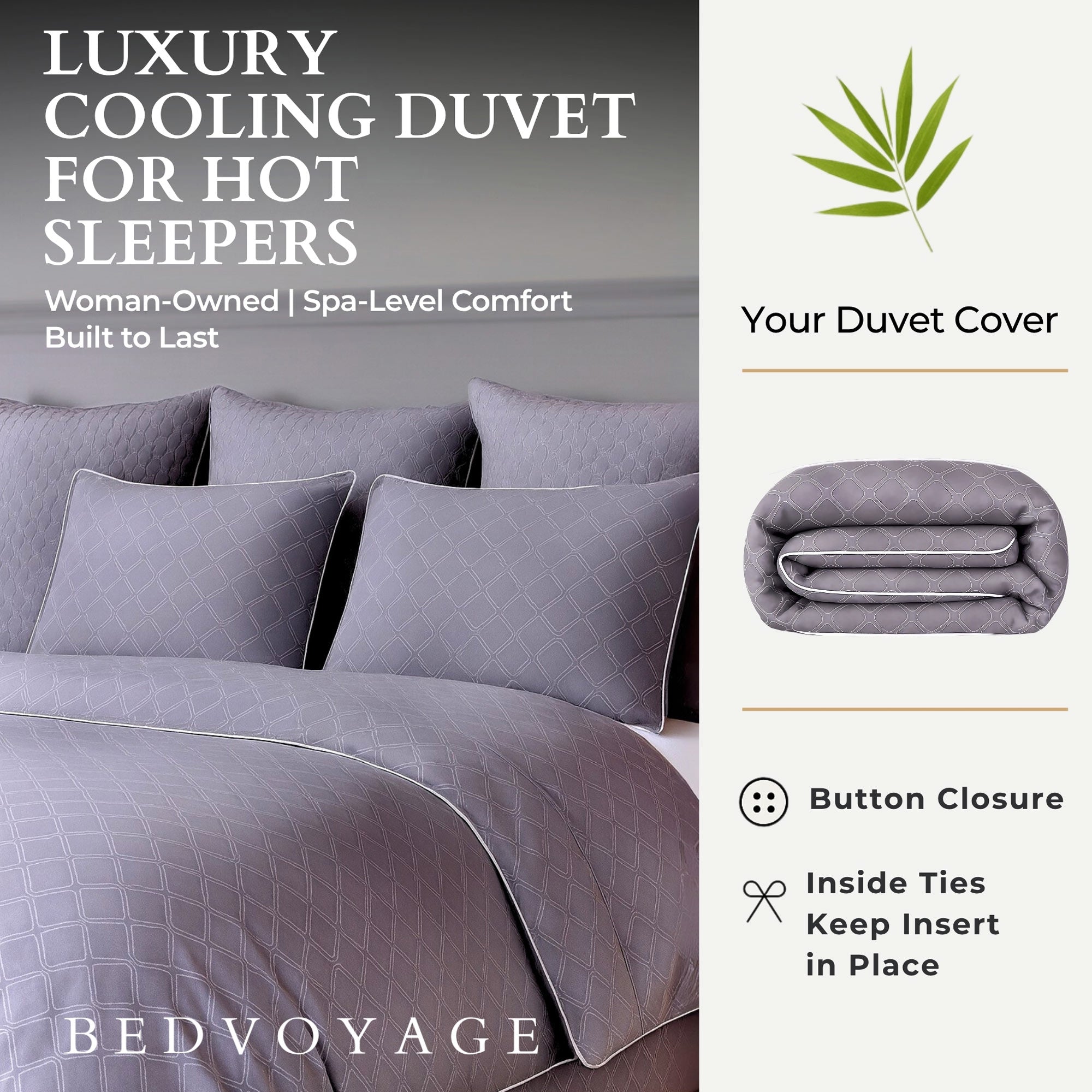 Bamboo Duvet Cover Set - 3pc - Platinum Geo