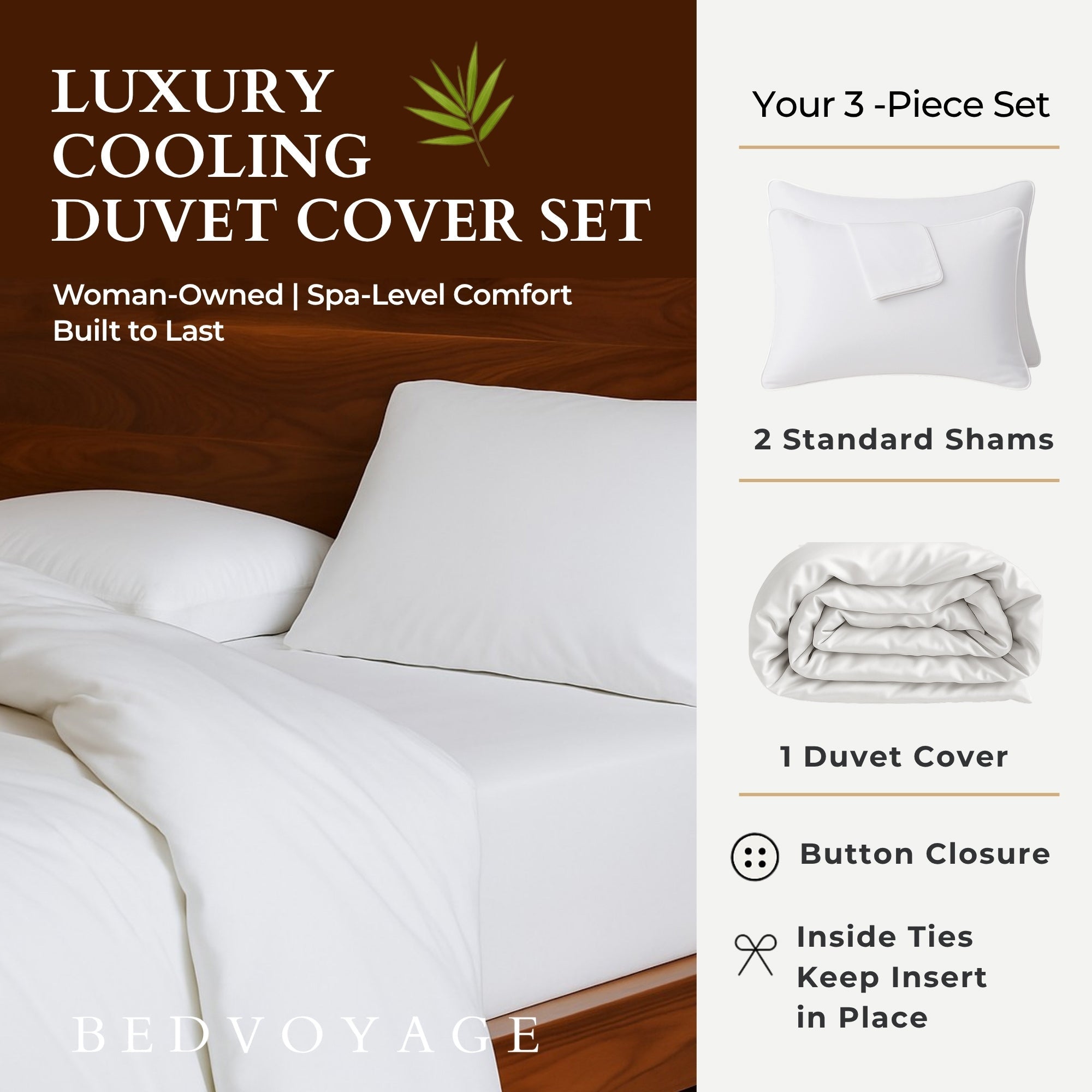 Bamboo Duvet Cover Set - 3pc - White