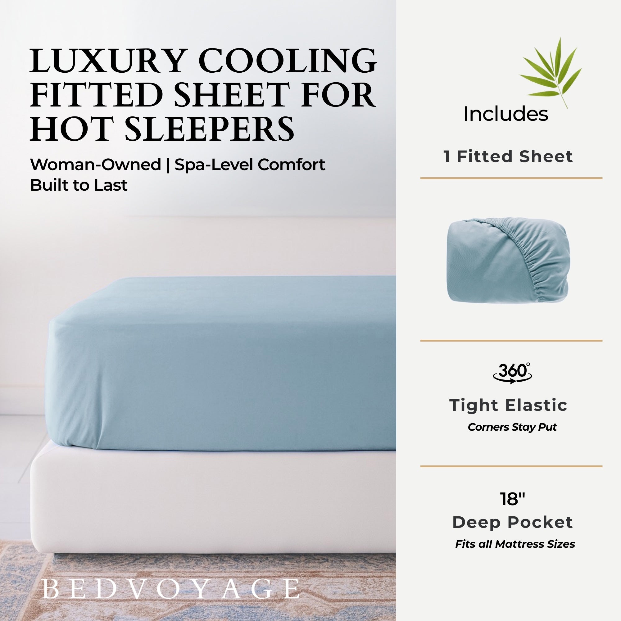Bamboo Fitted Sheet - Sky