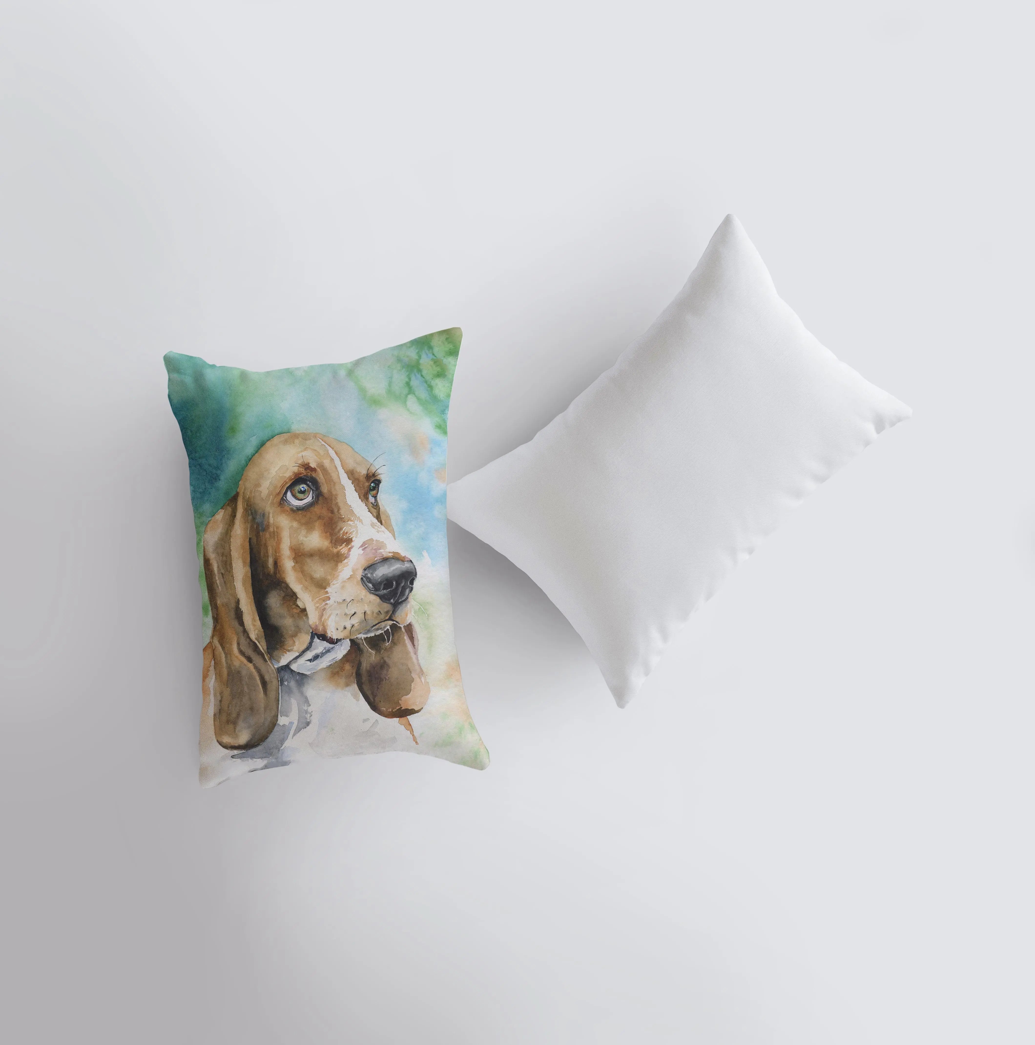 Basset Hound | 12x18 | Dog Watercolor | Pillow Cover | Home Decor | Custom Dog Pillow | Dog Mom | Accent Pillow Covers | Throw Pillow Covers UniikPillows