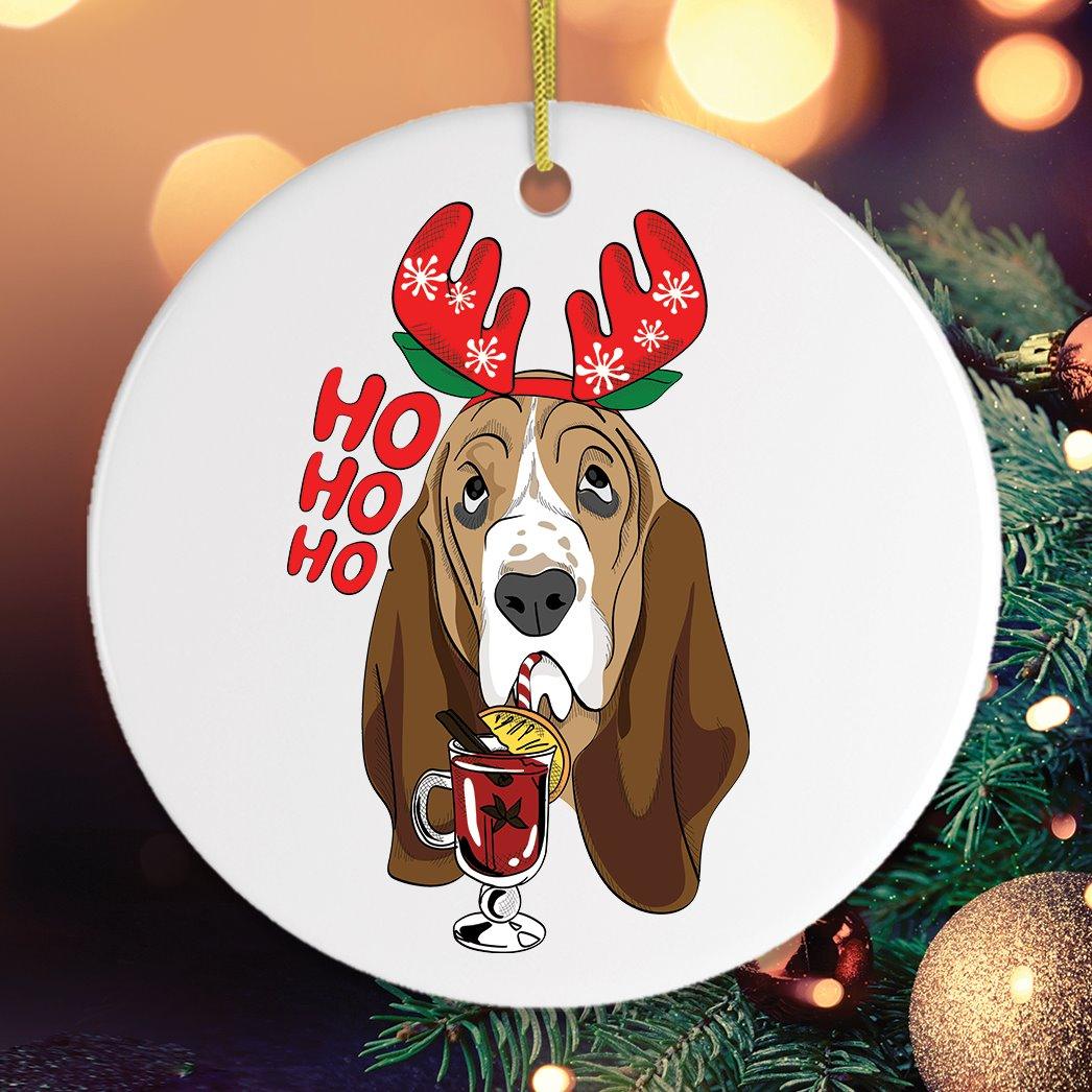 Basset Hound with Mulled Wine Christmas Ornament Ornament OrnamentallyYou 