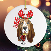 Basset Hound with Mulled Wine Christmas Ornament Ornament OrnamentallyYou 
