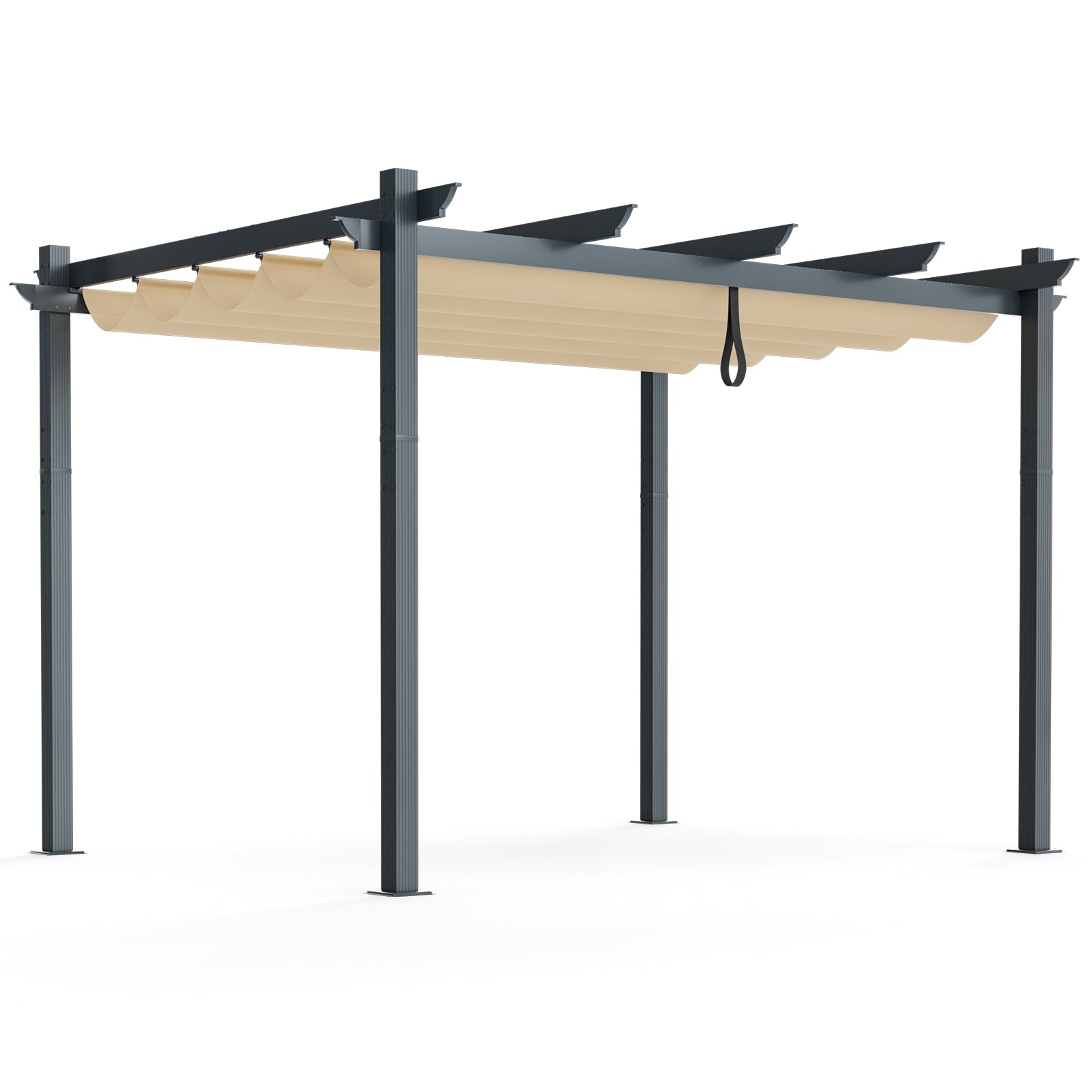 10 x 12 Feet Outdoor Aluminum Retractable Pergola Canopy -Beige