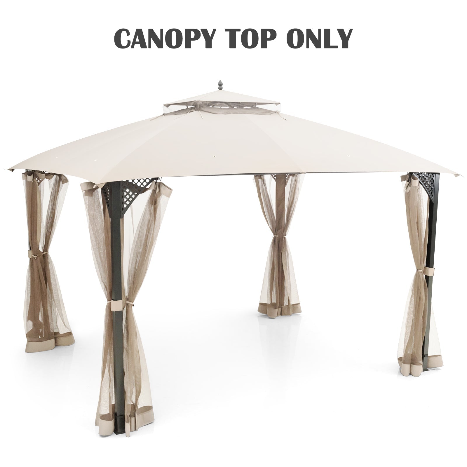 10 x 12 Feet Gazebo Replacement Top with Air Vent and Drainage Holes - Beige
