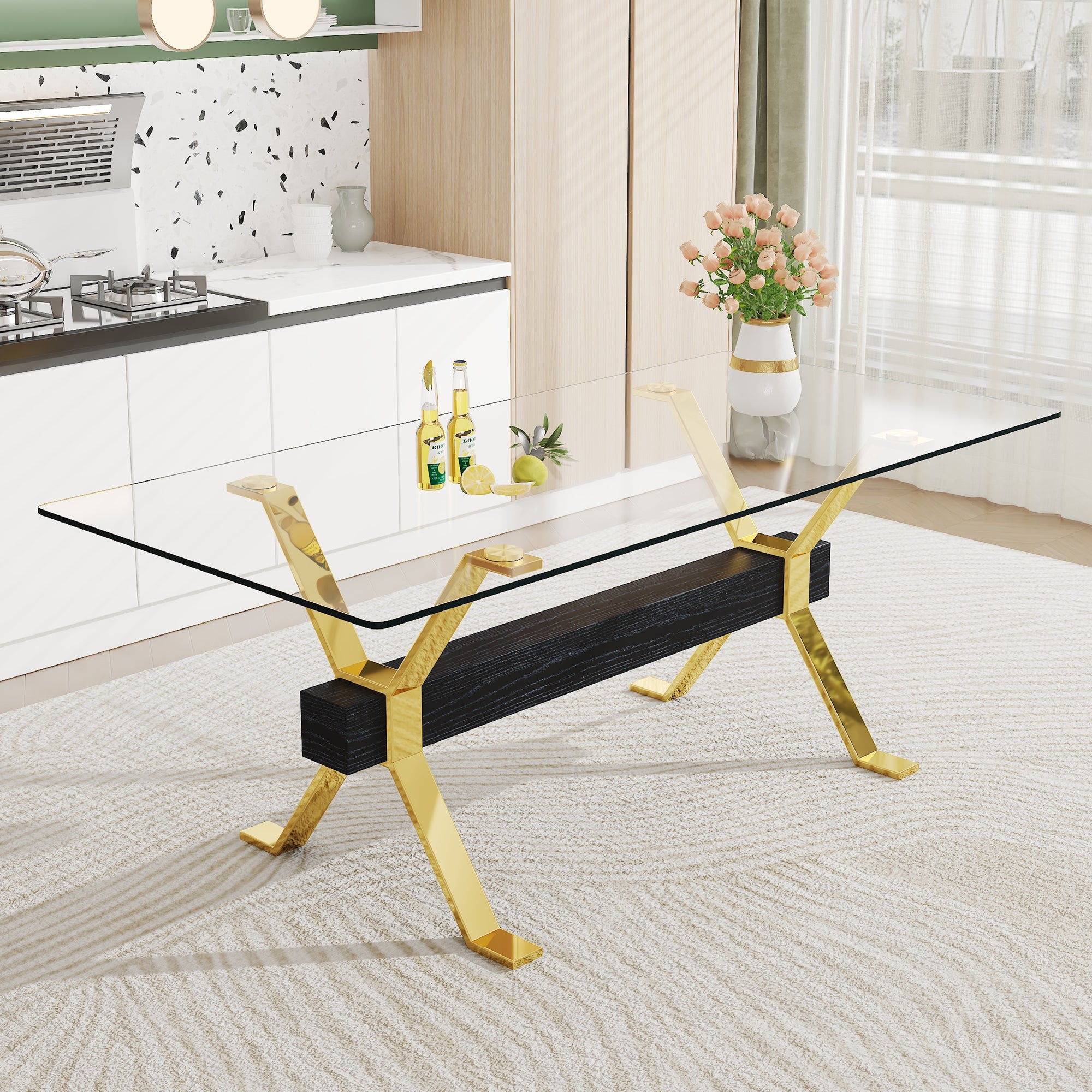 Modern Tempered Glass Dining Table