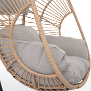 Swing Egg Chair Natural Color Wicker with Beige Cushion