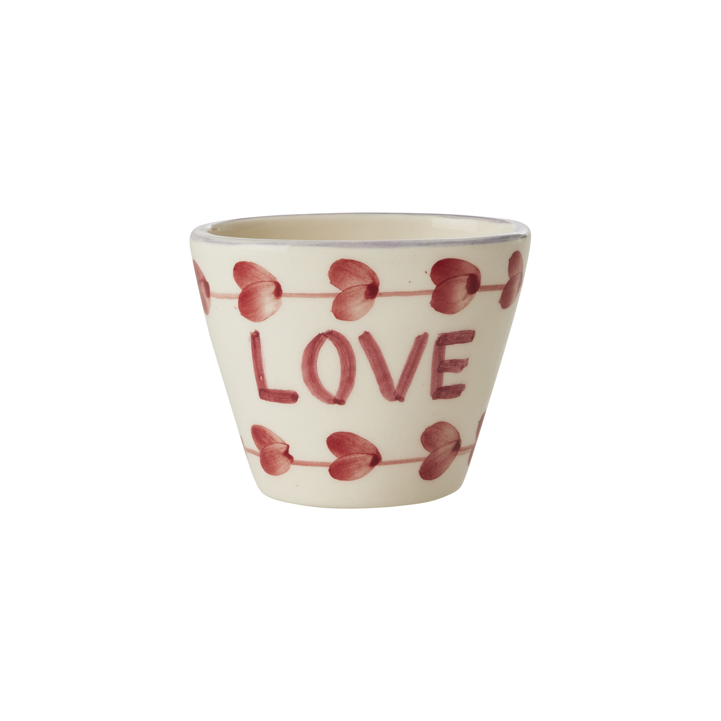 Ceramic Oval Espresso Cup with Hand Painted Love