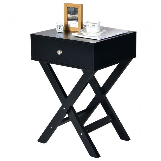 Retro Black X-Shape Nightstand and Coffee Table