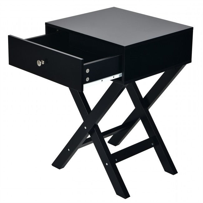 Retro Black X-Shape Nightstand and Coffee Table