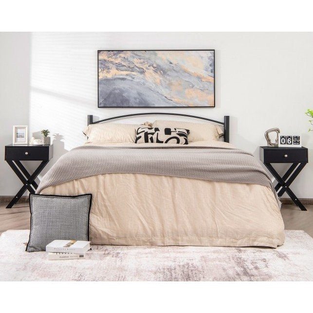 Retro Black X-Shape Nightstand and Coffee Table