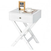 Retro White X-Shape Nightstand and Coffee Table