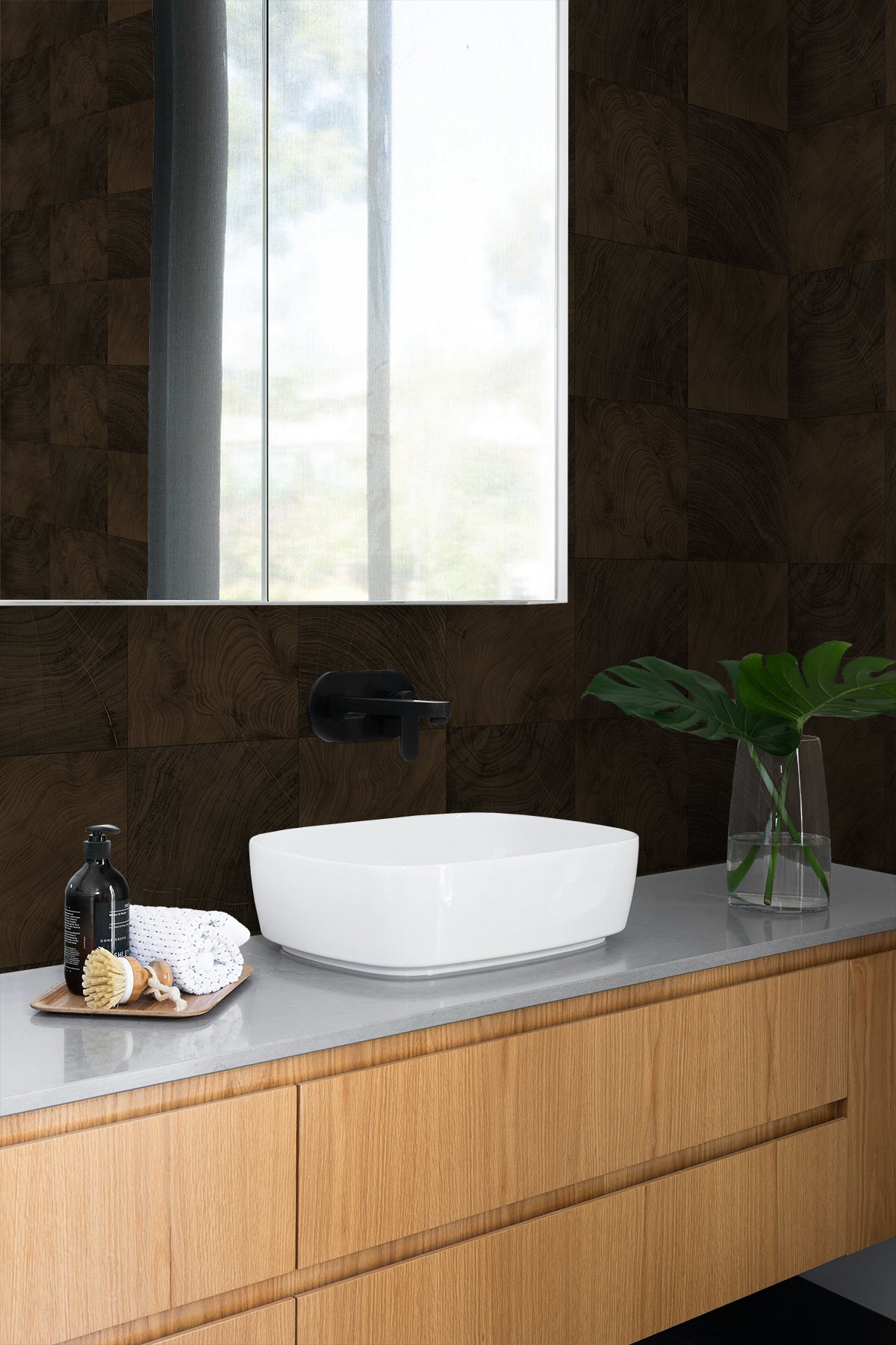 A Lot More Textures Kemi Faux Wood Block Embossed Vinyl Unpasted Wallpaper