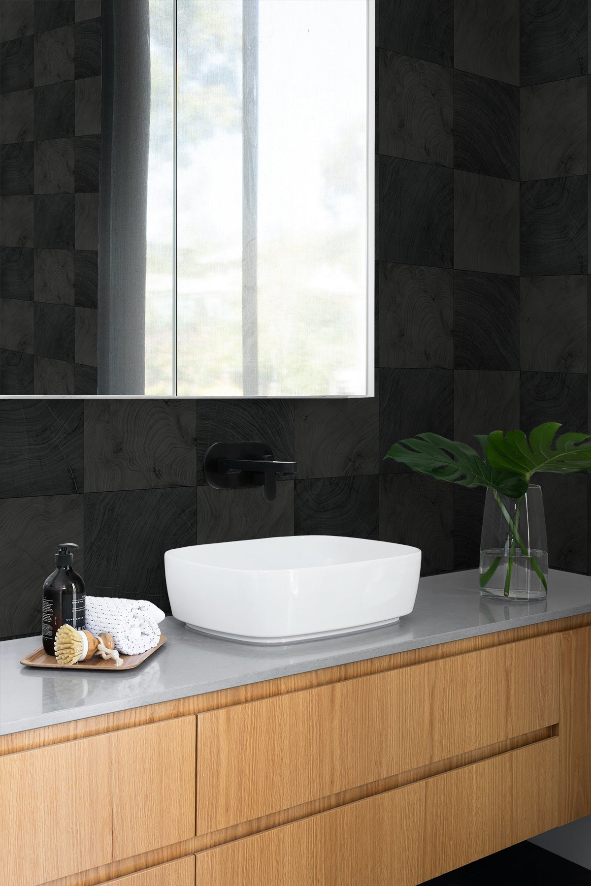 A Lot More Textures Kemi Faux Wood Block Embossed Vinyl Unpasted Wallpaper