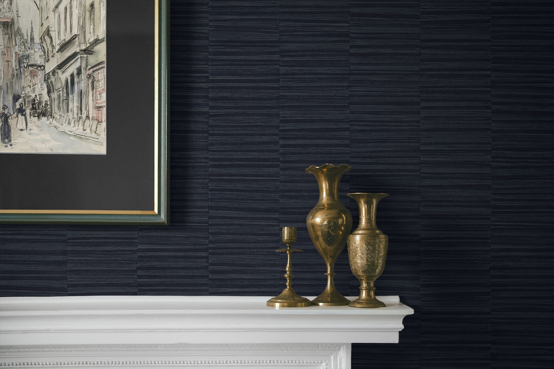 A Lot More Textures Forssa Faux Grass Stripe Embossed Vinyl Unpasted Wallpaper
