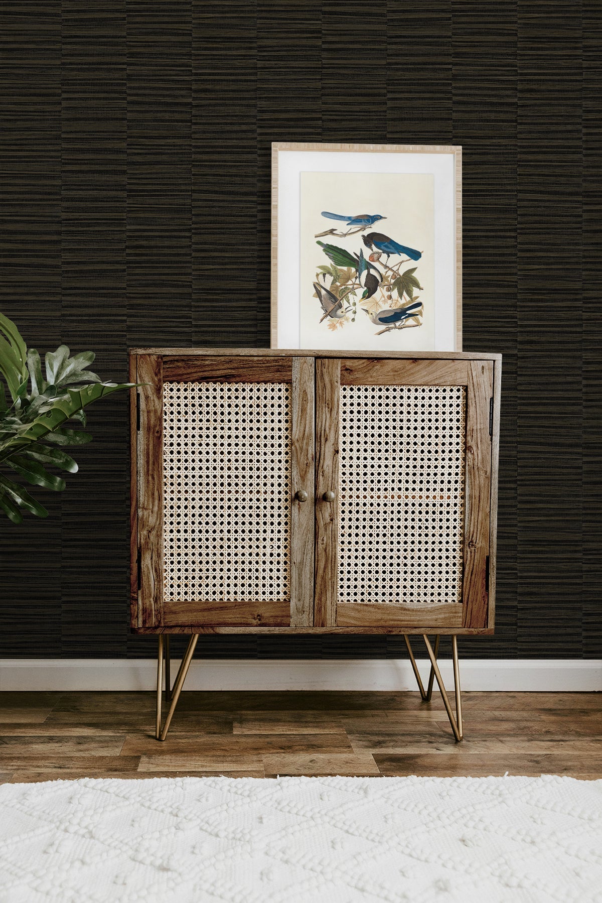 A Lot More Textures Forssa Faux Grass Stripe Embossed Vinyl Unpasted Wallpaper