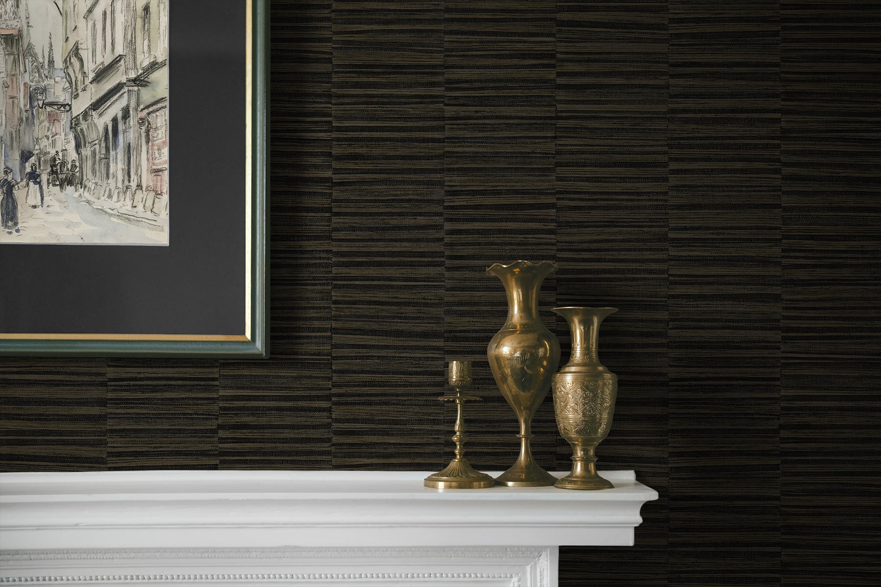 A Lot More Textures Forssa Faux Grass Stripe Embossed Vinyl Unpasted Wallpaper