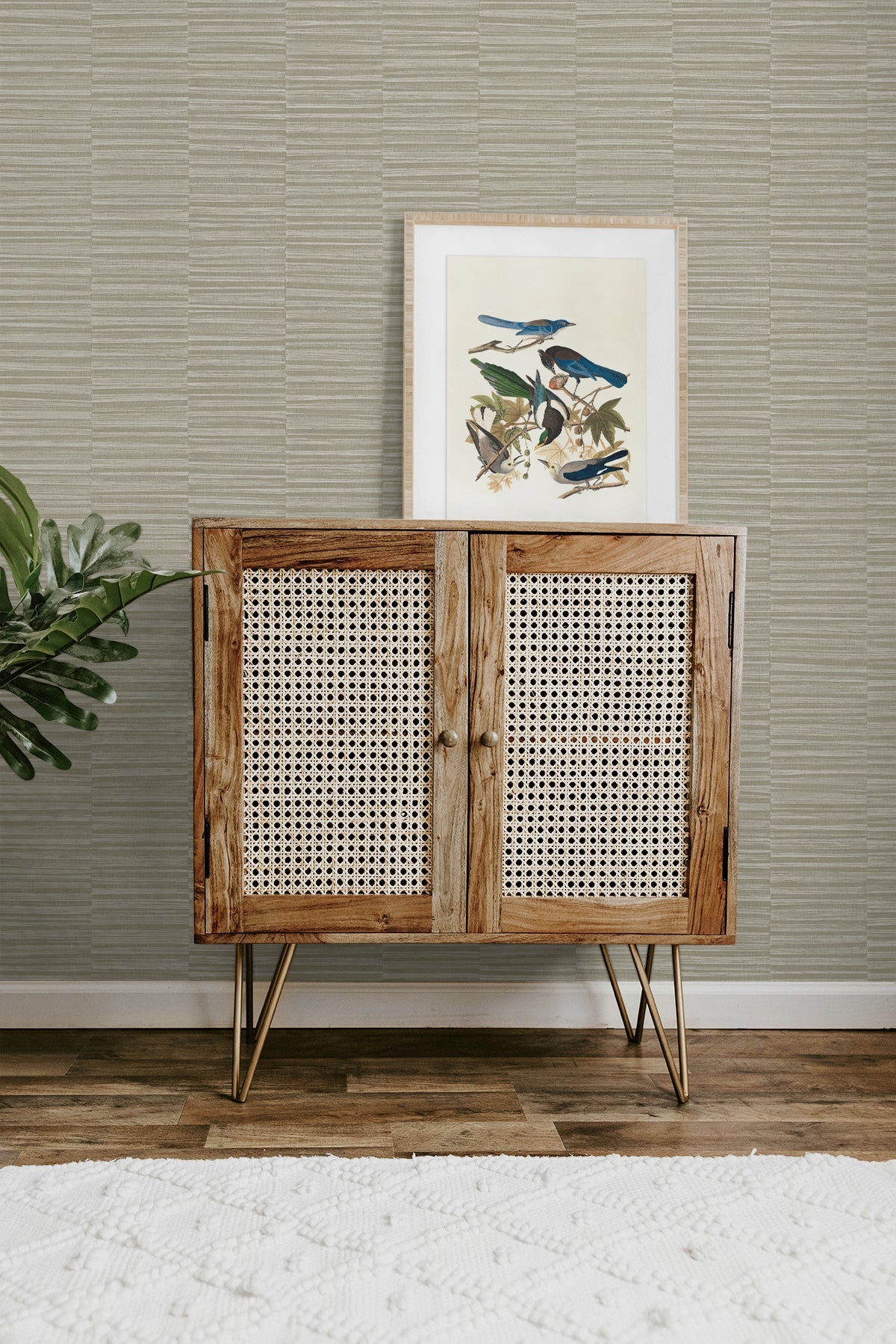 A Lot More Textures Forssa Faux Grass Stripe Embossed Vinyl Unpasted Wallpaper