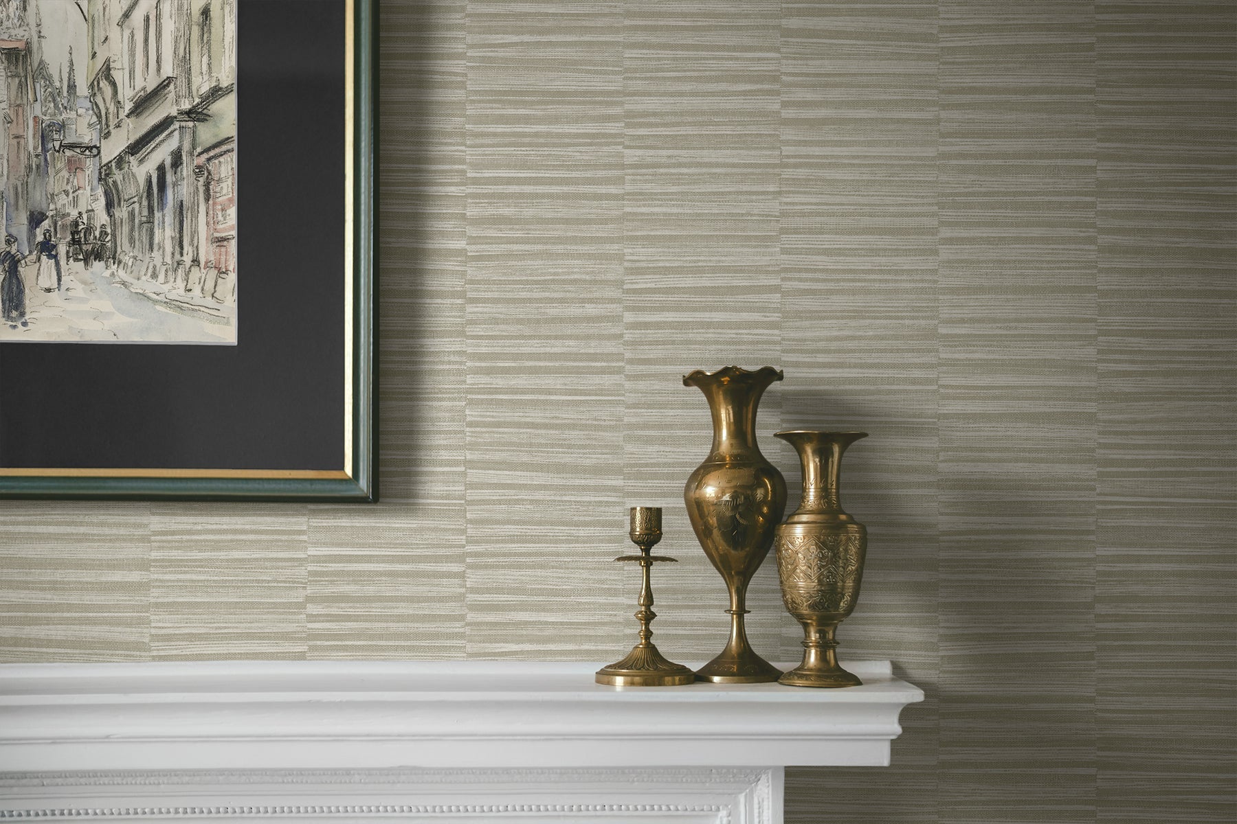 A Lot More Textures Forssa Faux Grass Stripe Embossed Vinyl Unpasted Wallpaper