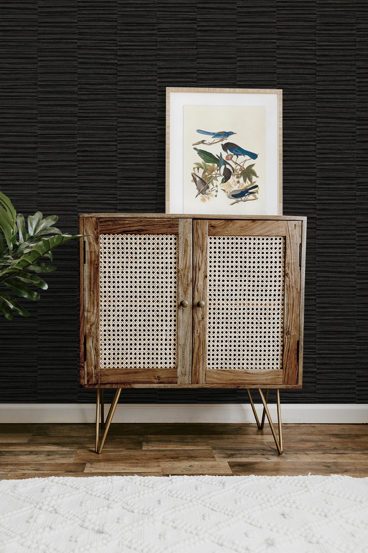A Lot More Textures Forssa Faux Grass Stripe Embossed Vinyl Unpasted Wallpaper