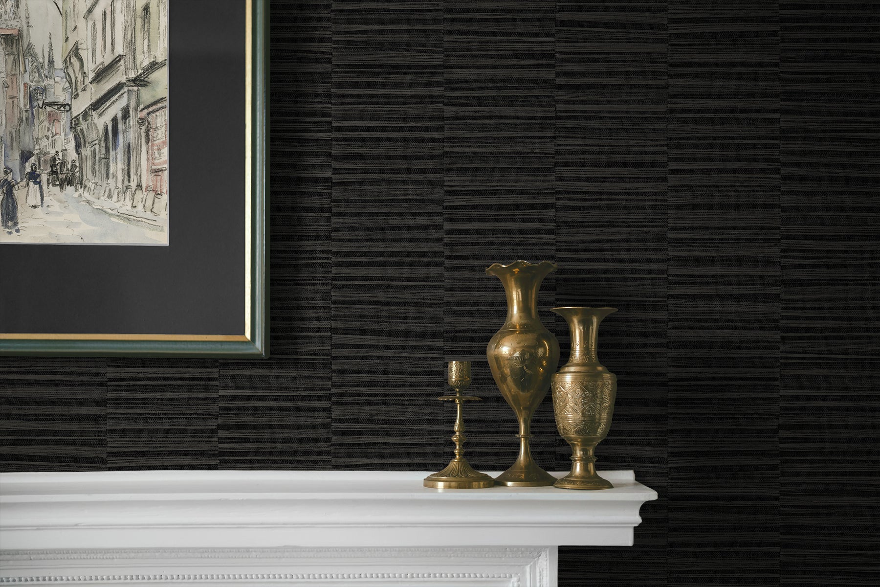 A Lot More Textures Forssa Faux Grass Stripe Embossed Vinyl Unpasted Wallpaper