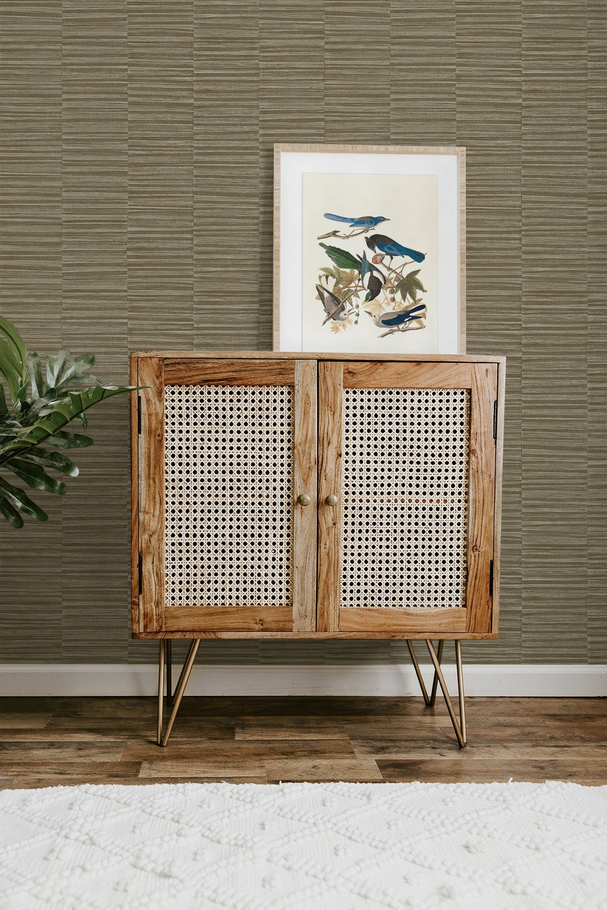 A Lot More Textures Forssa Faux Grass Stripe Embossed Vinyl Unpasted Wallpaper