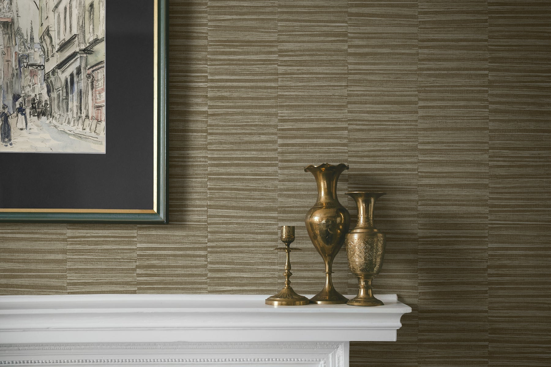 A Lot More Textures Forssa Faux Grass Stripe Embossed Vinyl Unpasted Wallpaper
