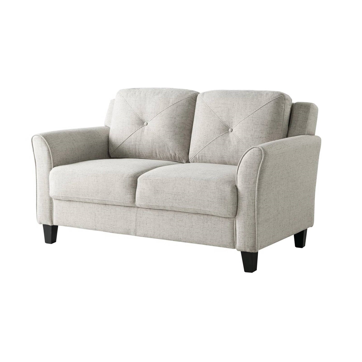 Upholstered Loveseat Sofa in Cream with Button Tufted Cushions