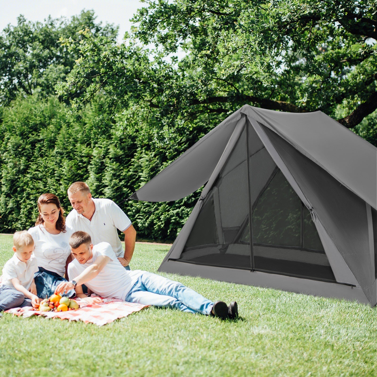 Pop-up Camping Tent for 2-3 People with Carry Bag -Gray