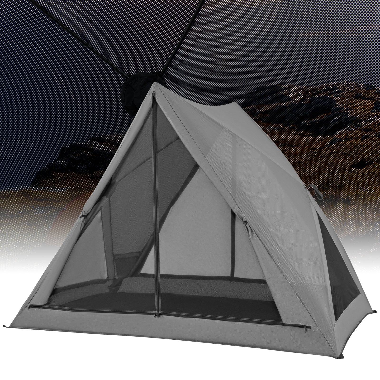 Pop-up Camping Tent for 2-3 People with Carry Bag -Gray